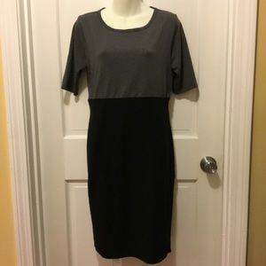 Lularoe Julia Black Gray Color block Midi Dress
